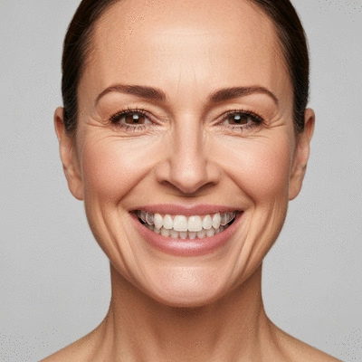 Person wearing a clear retainer, focus on healthy teeth