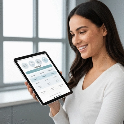Person reviewing Invisalign cost options on a tablet